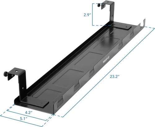 Vista 6 de Mount-It! Bandeja de gestión de cables para debajo del escritorio, bandeja de cables de acero resistente de 23 pulgadas y cesta de cables
