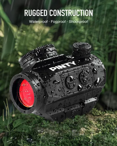 Vista 6 de PINTY Óptica de punto rojo reflex con múltiples retículas, visor táctico compacto para rifle con riel Picatinny, pistola, Airsoft