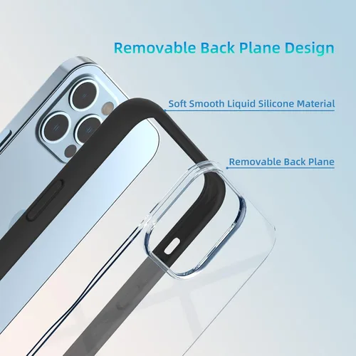 Vista 3 de Funda protectora compatible con iPhone 13 Pro Max de 6.7 pulgadas, protección de borde elevado, antihuellas, antihuellas, funda protectora suave