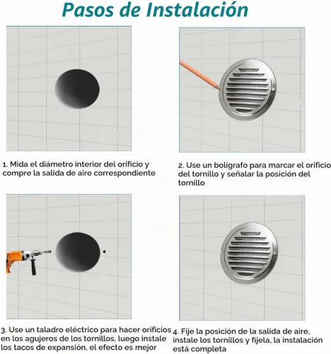 Vista 7 de Ventilación de ventilación de acero inoxidable de 3 pulgadas, cubierta de rejilla con rejillas de ventilación plana de conductos de ventilación