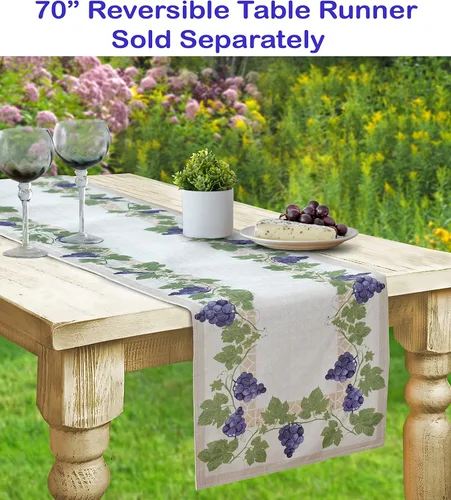 Vista 6 de Home Bargains Plus Mantel cuadrado de tela, 52 x 52 pulgadas, vino de Burdeos Provenza, para interiores y exteriores, resistente a las manchas y al