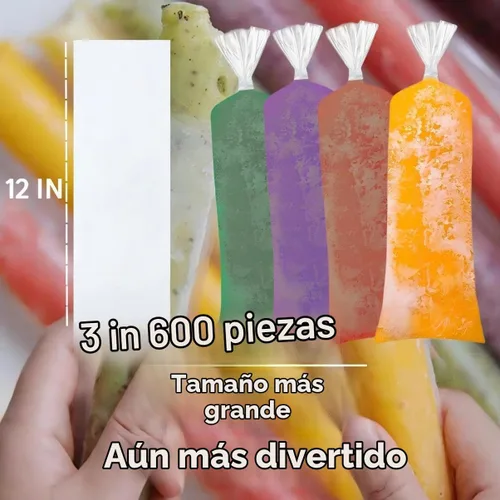 Vista 2 de Paquete de 600 unidades de bolsas de molde de paletas de hielo de 3 x 12