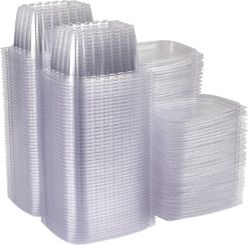 Vista 13 de ECO PRODUCTS Contenedores de delicatessen compostables de 8oz transparentes rectangulares con tapas, paquete de 100, para preparación de comidas
