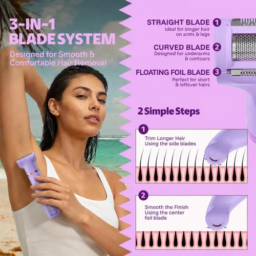 Vista 5 de Swim 4 en 1 Bikini Trimmer para Mujer IPX7 Impermeable Púrpura