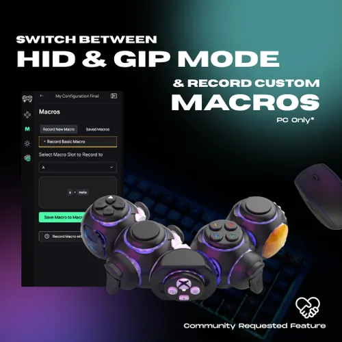 Vista 5 de ByoWave Proteus Controller Kit – Modular Gaming Controller with 15+ Interchangeable Parts, Custom Remapping & LED Lighting – Works with PC, Steam