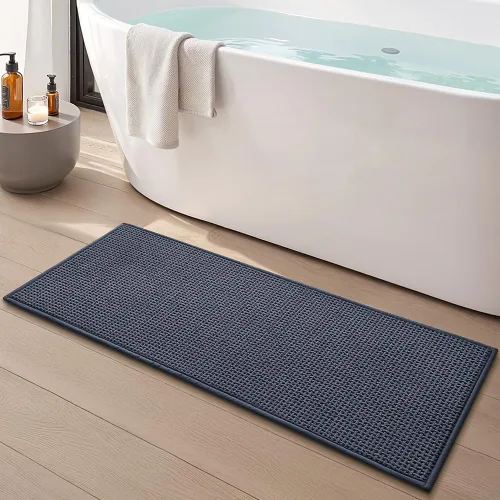 Vista 13 de Alfombras de baño antideslizantes lavables, alfombra de baño súper absorbente y delgada de secado rápido de pelo bajo para baño pequeño