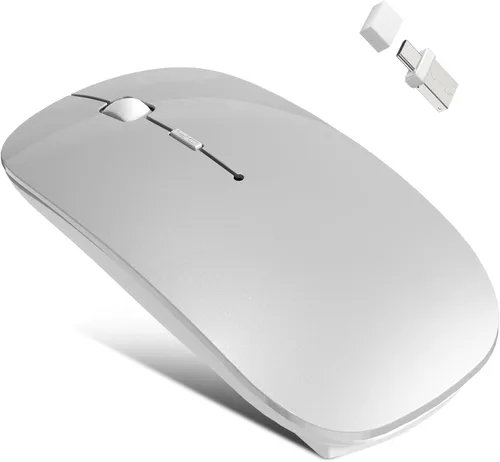 Vista 10 de Ratón Bluetooth inalámbrico para MacBook Air Mac Pro iPad Laptop Computadora Pad Óptico recargable delgado silencioso modo dual