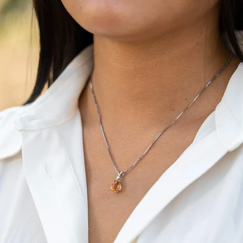 Vista 5 de Peora Dije de oro de 14 quilates para mujer con diamante, elegante diamante solitario en forma de lágrima de 10x7mm 0.394 x 0.276 pulgadas, piedras