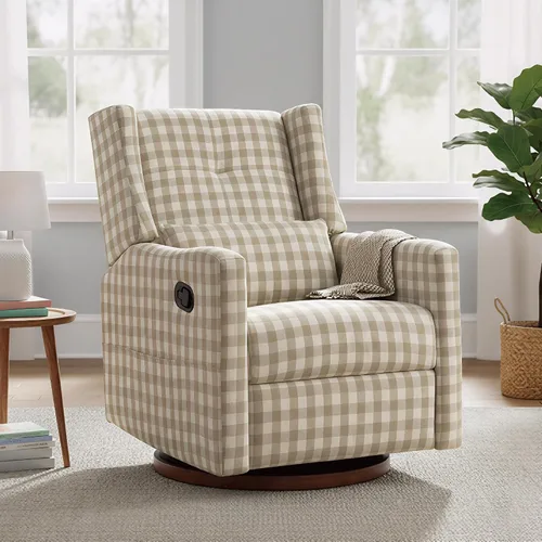 Vista 19 de KISLOT Silla reclinable giratoria, planeador manual para guardería, cuadros Cuadros azules