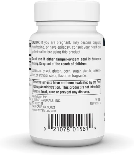 Vista 4 de Source Naturals DMAE, Bitartrato de dimetilaminoetanol, 351 mg - 50