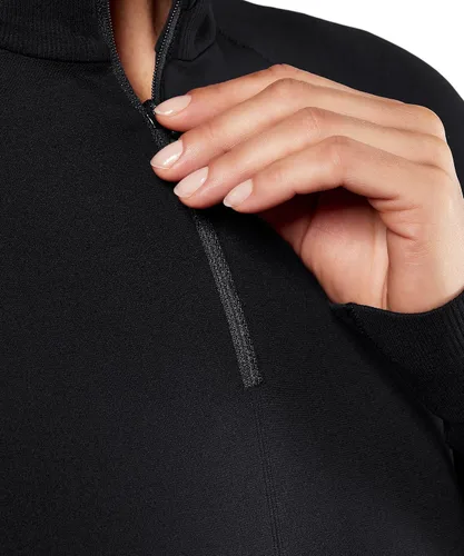 Vista 4 de FALKE - Camisa de manga larga con cremallera para mujer, color negro
