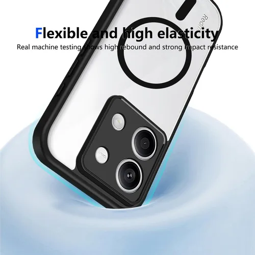 Vista 135 de Funda magnética transparente compatible con Xiaomi 17T, color negro 2 en 1 PC + TPU cubierta de teléfono a prueba de golpes, carcasa protectora