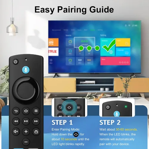 Vista 3 de Control remoto Firestick de repuesto para Fire Smart TV Stick Lite/4K/4K MAX/4K Plus/HD, Smart TV 3rd Gen/TV Cube(1st/2nd/3rd Gen)/TVs