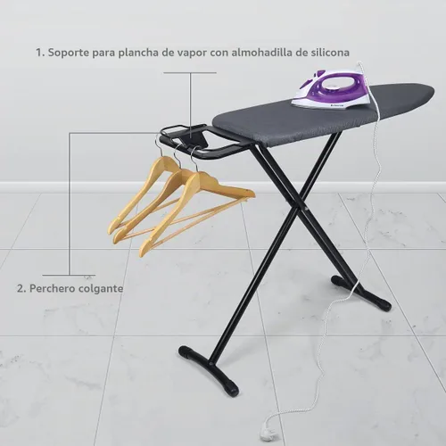 Vista 4 de Duwee Tabla de planchar de 12 x 36 pulgadas con cubierta resistente al Negro