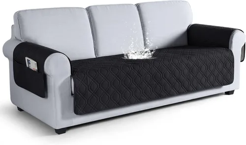 Vista 28 de VANSOFY Funda para Sofá, Fundas de Sofá Impermeables Lavables Forro Protector de Muebles Fundas de Asiento de Sofá Antideslizantes para Perros, Negro