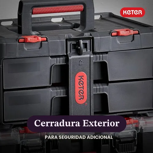 Vista 4 de Keter Stack-n-Roll - Caja de herramientas de dos cajones para piezas pequeñas y accesorios de herramientas eléctricas, se adapta al sistema modular