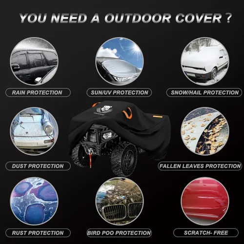 Vista 8 de ClawsCover - Cubiertas XXL(Plus) para ATV Quad de 88 Pulgadas, tela Oxford impermeable para exteriores, resistente, accesorios para 4 ruedas