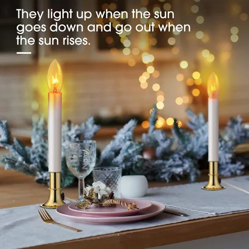 Vista 6 de Coume 10 velas con sensor eléctrico para ventana, con base chapada en latón y sensor de ventosas, apaga la vela con la luz en el enchufe oscuro