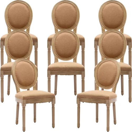 Vista 30 de ODUSE-DAILY French Country - Juego de 2 sillas de comedor de color caramelo, sillas de cocina y comedor, sillas de cocina de piel sintética, Ámbar