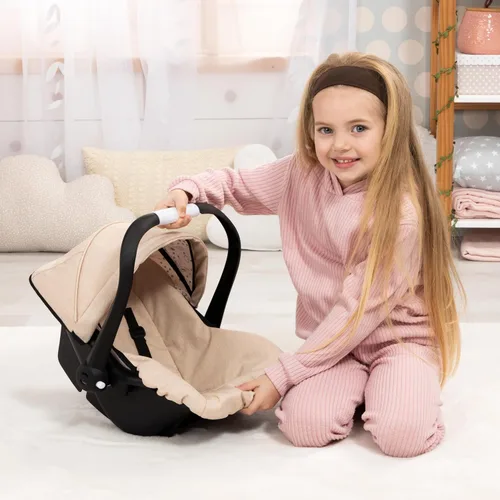 Vista 5 de Bayer Design 67975AA Silla de coche para muñecas con toldo y asa ajustable, arnés, para muñecas de hasta 18.1 in Beige