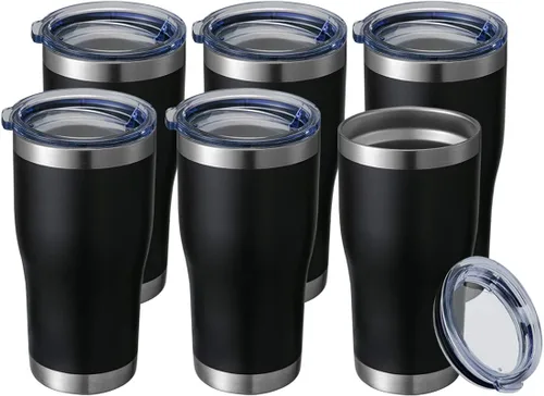 Vista 23 de HASLE OUTFITTERS Vaso de 20 onzas a granel, vasos de acero inoxidable con tapa, vaso aislado al vacío, taza de doble pared con recubrimiento
