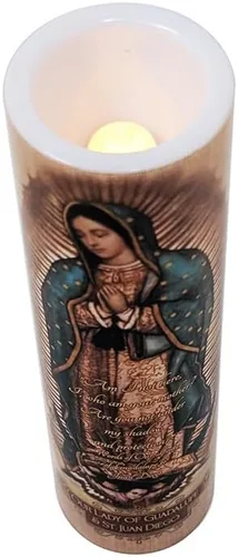 Vista 8 de Nuestra Señora de Guadulpe con Juan Diego, vela de oración devocional sin llama LED