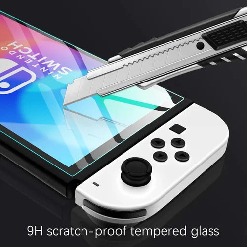Vista 4 de FYY Paquete de 3 protectores de pantalla compatibles con Nintendo Switch OLED modelo 2021, protector de pantalla OLED de Nintendo Switch de vidrio