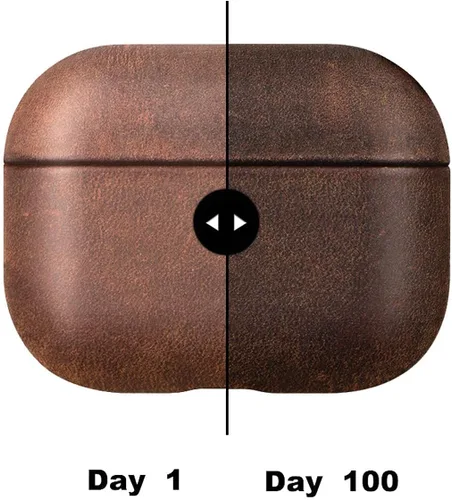 Vista 6 de Funda de cuero para AirPods Pro, estilo vintage Patina Indiana-Jones, funda de cuero para AirPods Pro 1ª generación 2019, hecha a mano, marrón oscuro