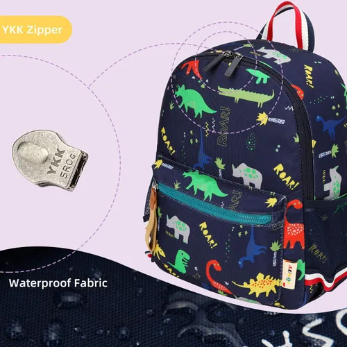Vista 5 de willikiva Cartoon Bus 12 - Mochila de jardín de infantes para niños y niñas, mochila impermeable para niños preescolares con correa y arnés de Azul