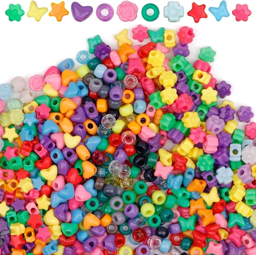 Vista 25 de Cuentas de Pony de Plástico Coloridas para Pulsera para Hacer Joyas para Pulseras de Amistad 6x9mm Multicolor para Cuentas Trenzado de Cabello