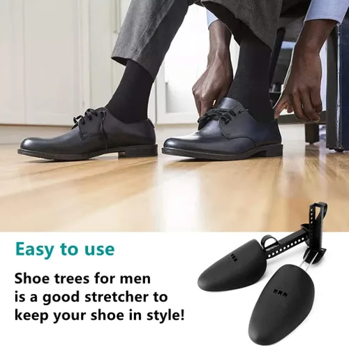Vista 6 de 2 pares de plástico para zapatos de árbol moldeador para hombres (negro)
