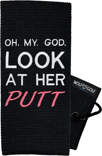 Vista 7 de Wolf Golf Towels - Golf Now Wine Later - Toalla de golf bordada divertida - Regalo de golf para mujer - Accesorios de golf para mujer, 24.00 x 16.00