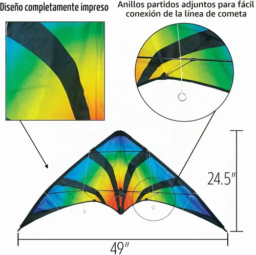 Vista 4 de in The Breeze 48-inch Stunt Kite, Dual Line, Framed Kites for Beginner to Intermediate Sport Kite Flyers Aurora