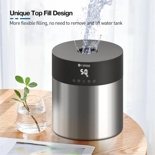 Vista 5 de Stainless Steel Humidifier, 4.5L Easy to Clean Humidifier with 304 Stainless Steel Tank, Cool Mist Humidifiers for Bedroom with Smart Humidistat &