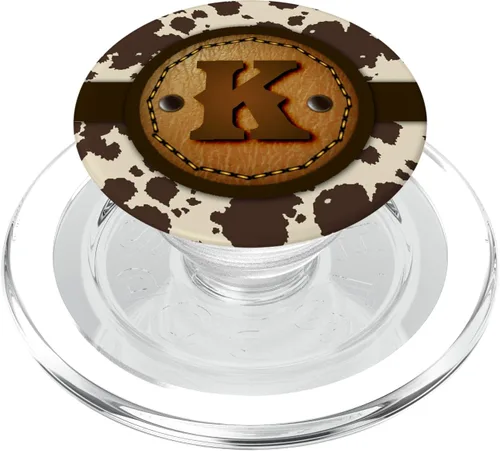 Vista 9 de Brown Cow Western Print Monogram - Letra inicial K PopSockets intercambiable PopGrip