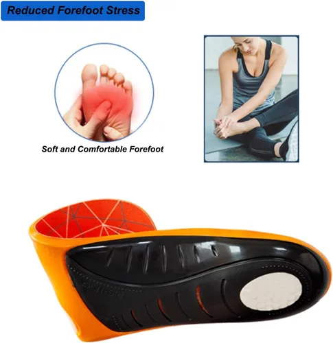 Vista 3 de Plantillas para aliviar la fascitis plantar para mujeres y hombres, 1 par de plantillas de soporte de arco, inserciones ortopédicas de gel