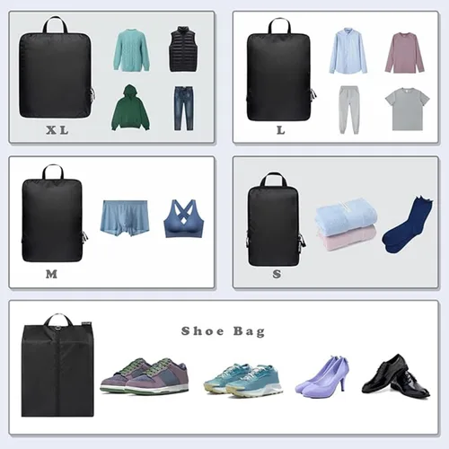Vista 38 de BAGAIL 4 Set/6 Set Ultraligero Compresión Embalaje Cubos Organizador de Embalaje para Accesorios de Viaje Equipaje Maleta Mochila