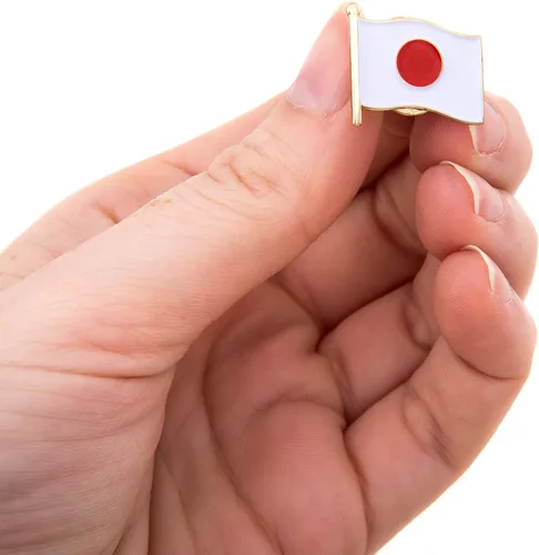 Vista 4 de Bandera de Japón País Solapa Pin Esmalte Hecho de Metal Recuerdo Sombrero Hombres Mujeres Patriótico Japonse (Bandera Ondeando Pin), Metal, Sin