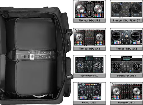 Vista 2 de Rabjen Mochila DJ para Club Gigs, funda mezcladora de DJ compatible con Pioneer DDJ-SR2, Pioneer DDJ-FLX6-GT, RANE ONE y más equipos