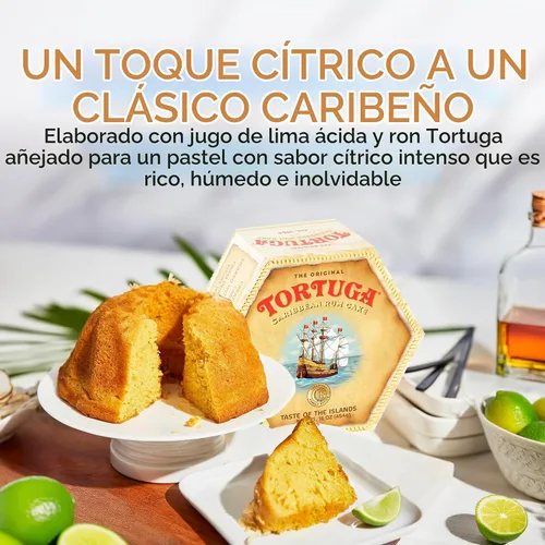 Vista 2 de TORTUGA Caribbean Key - Pastel de ron de lima – Tortas de ron de lima de 32 onzas – El regalo gourmet perfecto para rellenos de calcetines, cestas