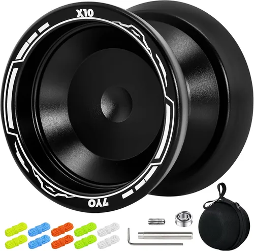 Vista 11 de X6 Yoyo profesional de trucos para niños y principiantes, Yoyo 6061 Responsive Yoyos de aleación de aluminio con rodamiento KK, eje, bolsa, 10