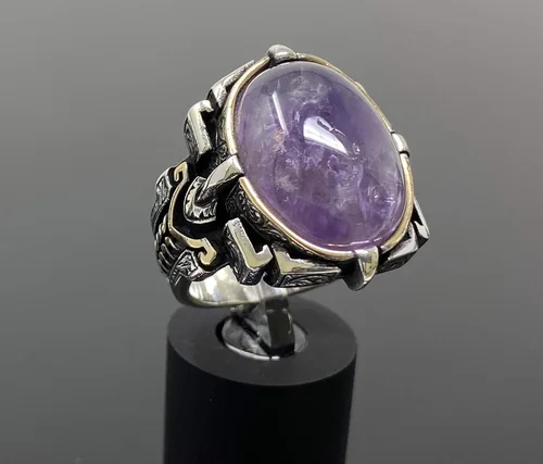 Vista 2 de Anillo grande de plata de ley 925 k para hombre