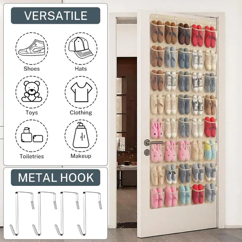 Vista 2 de Organizador de Zapatos para Colgar en la Puerta con 40 Bolsillos - Organizador Colgante de Zapatos de Malla Grande, Perchero para Almacenamiento