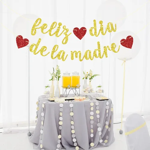 Vista 4 de Cartel de Feliz Día de la Madre, decoración del día de la madre, decoración de cumpleaños de mamá, decoraciones de fiesta de feliz día de la madre