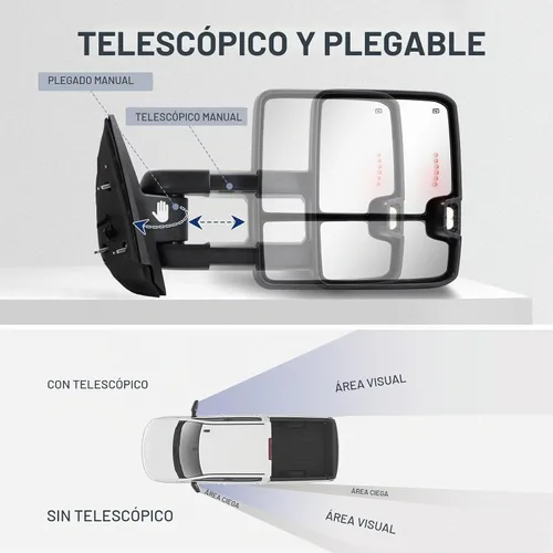 Vista 4 de Sanooer Espejos de remolque para Silverado y Sierra 07-13 pintados negro