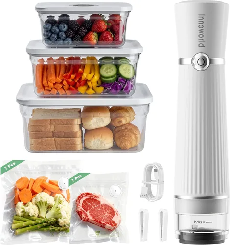 Vista 12 de Sellador al vacío de mano compacto 3 en 1 para alimentos (bolsa, tarro de masón, botella de vino)