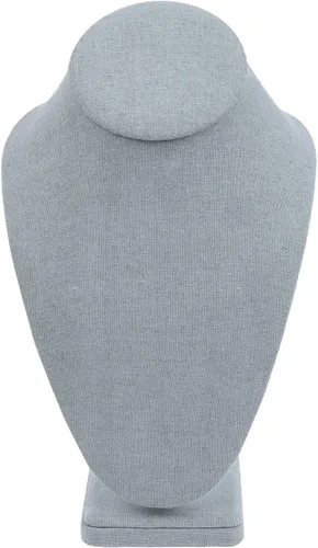 Vista 8 de MOOCA Busto de exhibición de collar de madera cubierta de lino, elegante maniquí de cadena de joyería para collares, 6 38 pulgadas de ancho x 4 18