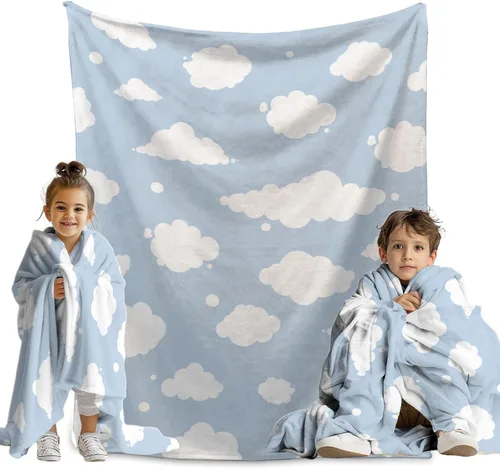 Vista 9 de Sumedha Manta de nube en blanco y negro, regalo de nube para niñas y niños, franela ligera súper suave, extra pequeña de 40 x 30 pulgadas