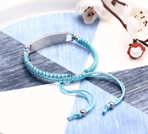 Vista 3 de JF.JEWELRY Pulseras de identificación de alerta médica para diabetes tipo 1 pregrabadas para hombres y mujeres, cuerda de nailon trenzada