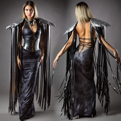 Vista 5 de Ypser Piezas de hombro con alas de ángel con flecos chal para hombre ardiente Halloween Cosplay